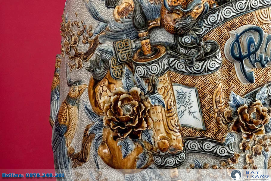 Lọ lộc bình men rạn Phúc Lộc Thọ Bát Tràng 2m cao cấp sang trọng Lọ lộc bình men rạn Phúc Lộc Thọ Bát Tràng 2m cao cấp sang trọng