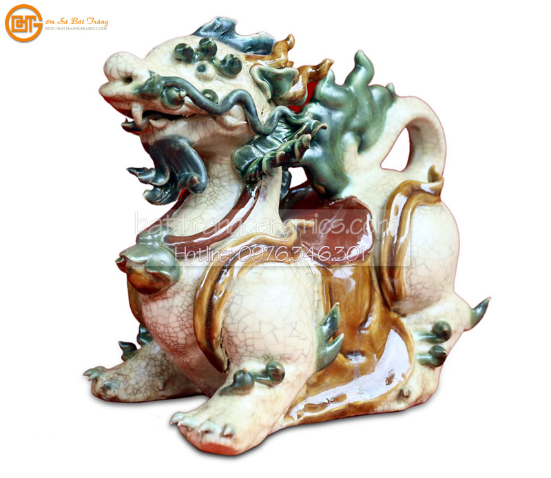 Đôi Nghê Đắp Nổi Cao 40cm Gốm Sứ Bát Tràng Thủ Công Sang Trọng