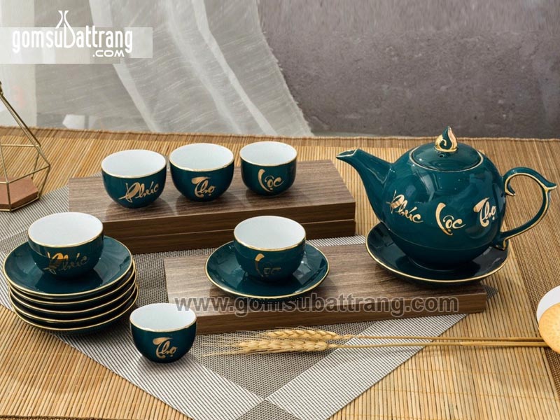 Bộ ấm chén vàng kim thuận buồm xuôi gió sang trọng, quà tặng giá tốt Bộ ấm chén vàng kim thuận buồm xuôi gió sang trọng, quà tặng giá tốt