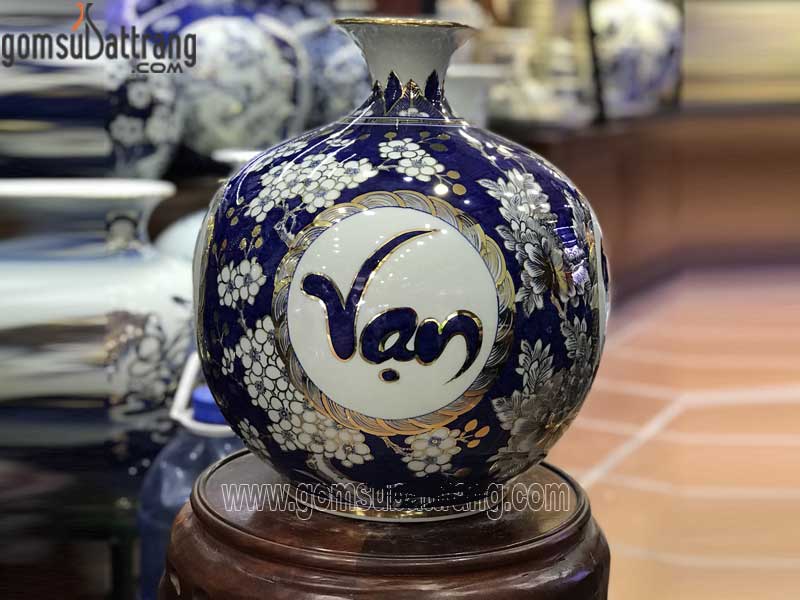 Bình hút tài lộc vạn sự như ý vàng 40cm quà tặng may mắn