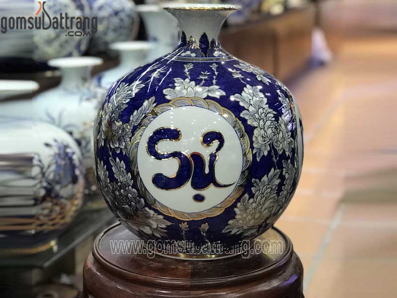 Bình hút tài lộc vạn sự như ý vàng 40cm quà tặng may mắn