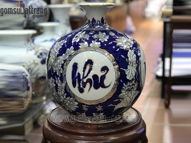 Bình hút tài lộc vạn sự như ý vàng 40cm quà tặng may mắn