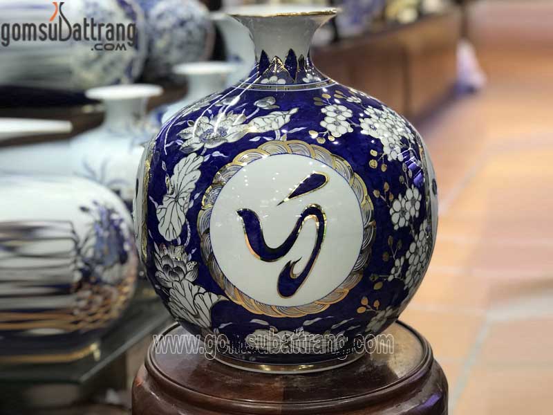 Bình hút tài lộc vạn sự như ý vàng 40cm quà tặng may mắn