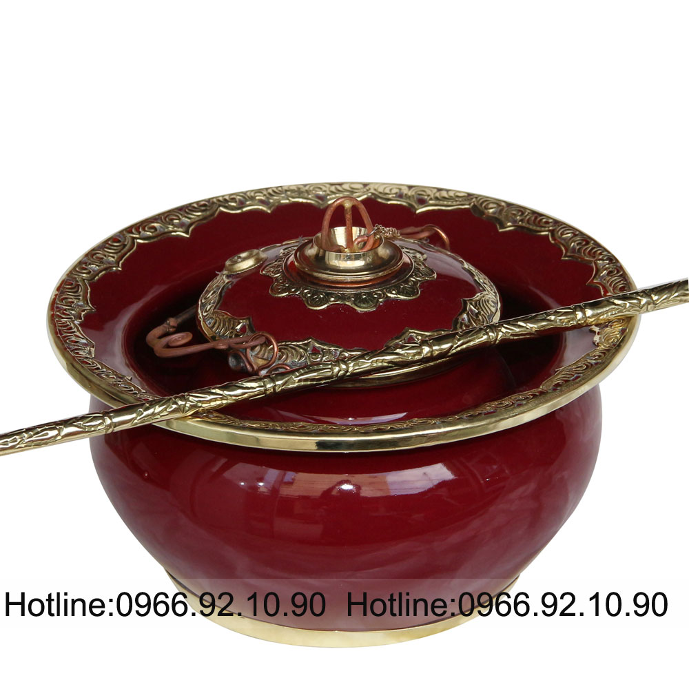 Điếu bát bọc đồng men nâu đỏ xanh coban chuẩn Bát Tràng đẹp Điếu bát bọc đồng men nâu đỏ xanh coban chuẩn Bát Tràng đẹp