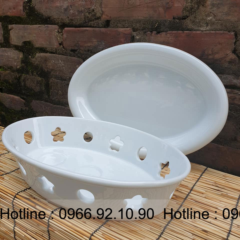 전통 도자기 타원형 바베큐 워머 38x26cm 실용
