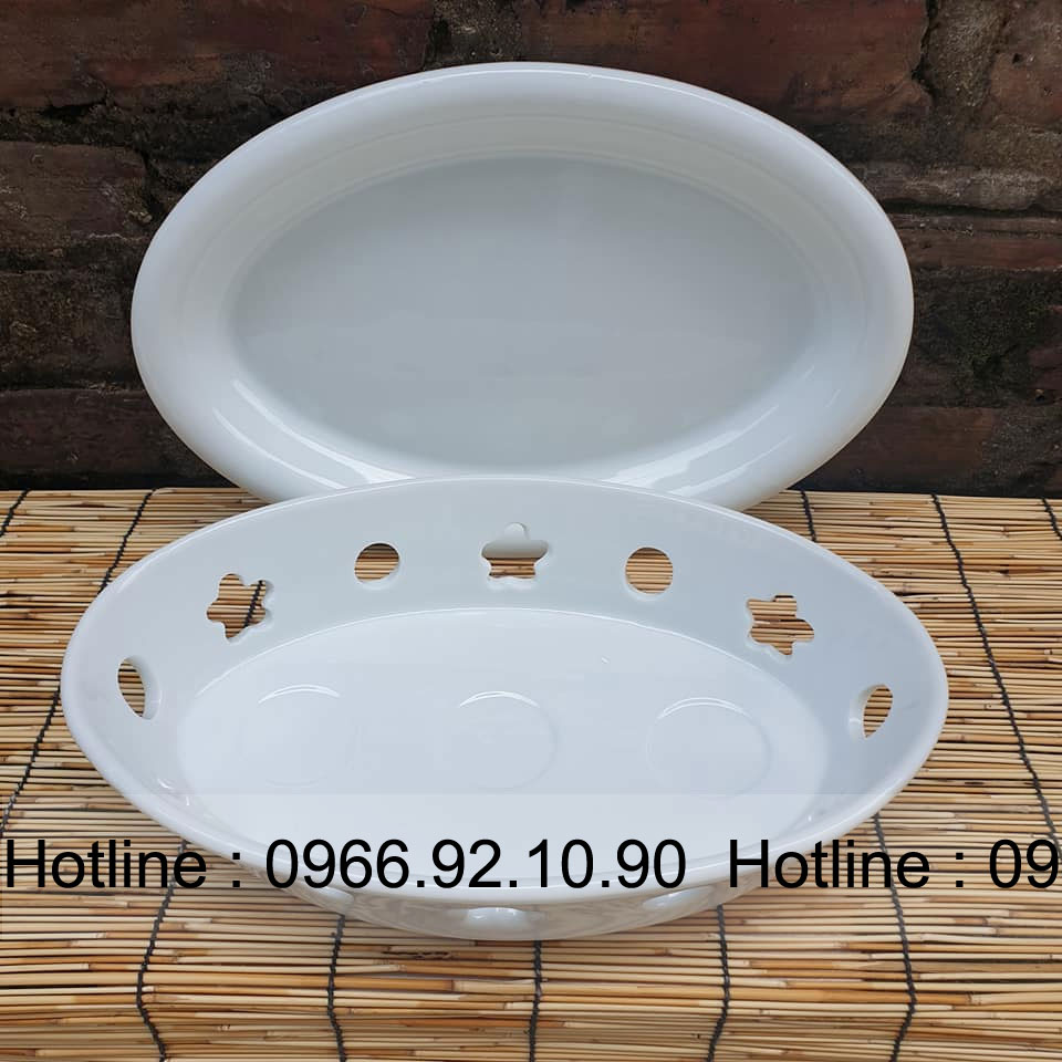 전통 도자기 타원형 바베큐 워머 38x26cm 실용