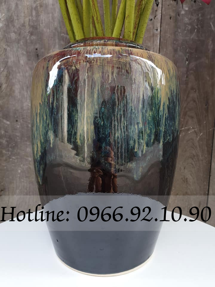 33cm 화로 변색 도자기 바트짱 전통 수공작품