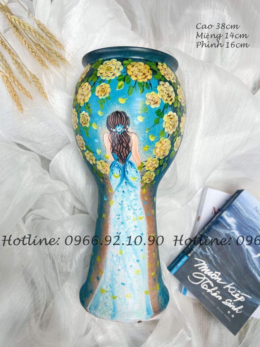 38cm 고급 3D 소녀 무늬 꽃병 배트랑 세라믹