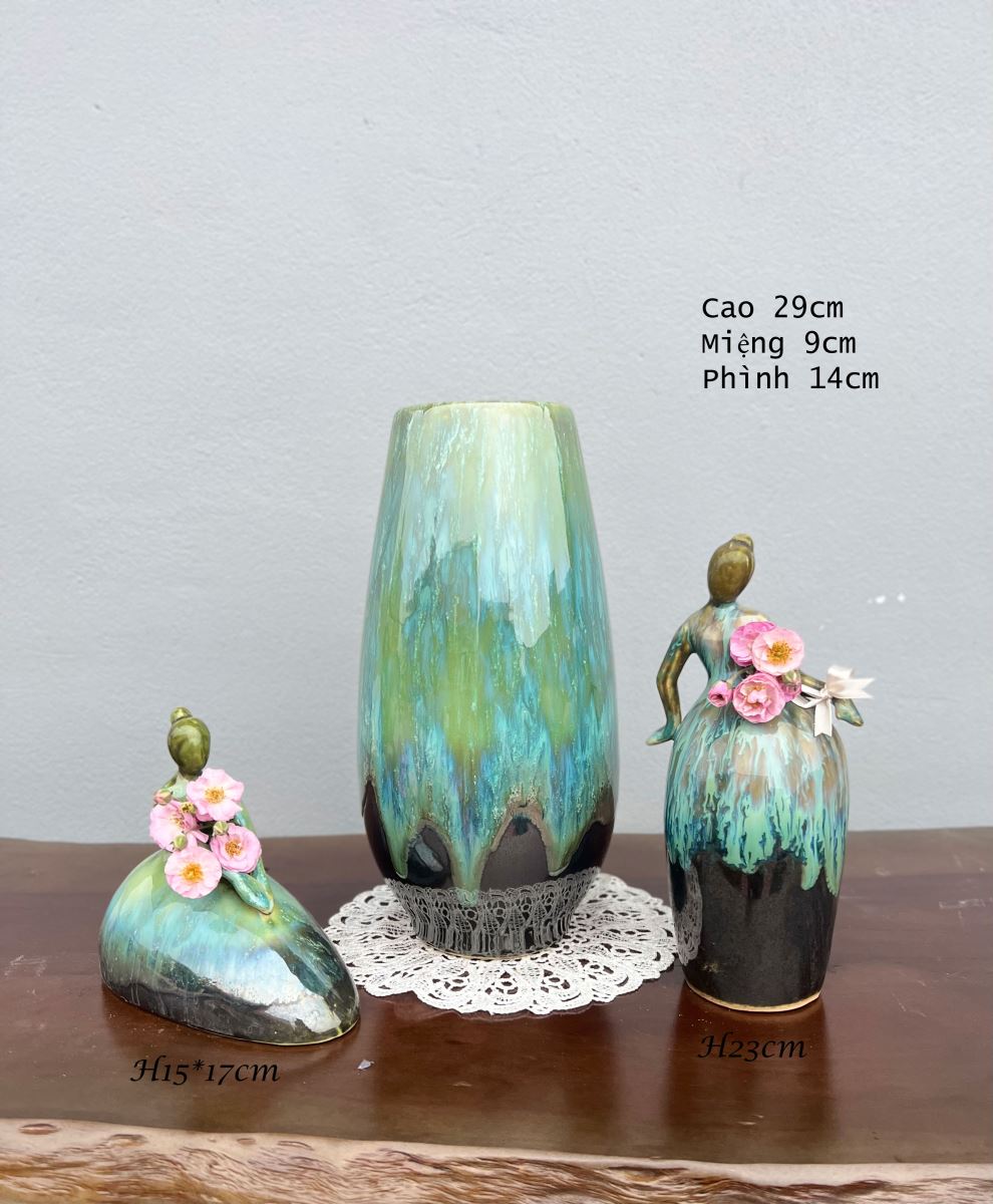 화염 유약 수공예 도자기 화병 29cm 배달 독특한 인테리어