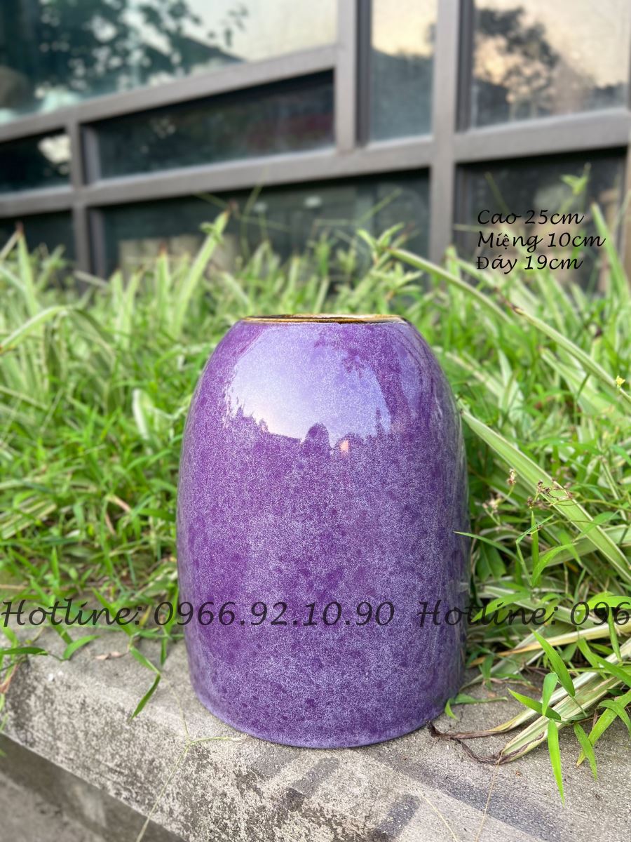 25cm 바트짱 보라색 종 도자기 화병, 수공 핸드메이드