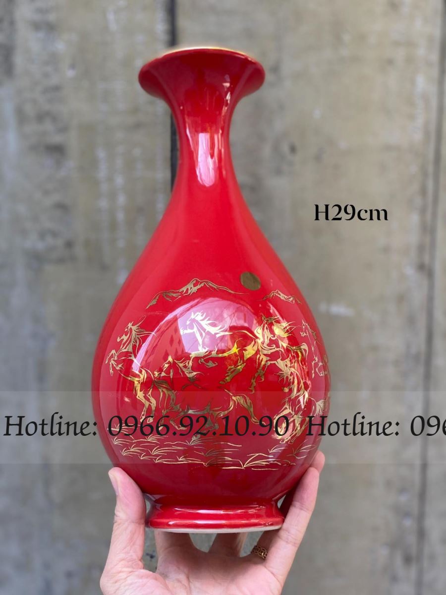 성공기원 색상 고급 금박 바트짱 도자기 화병 29cm