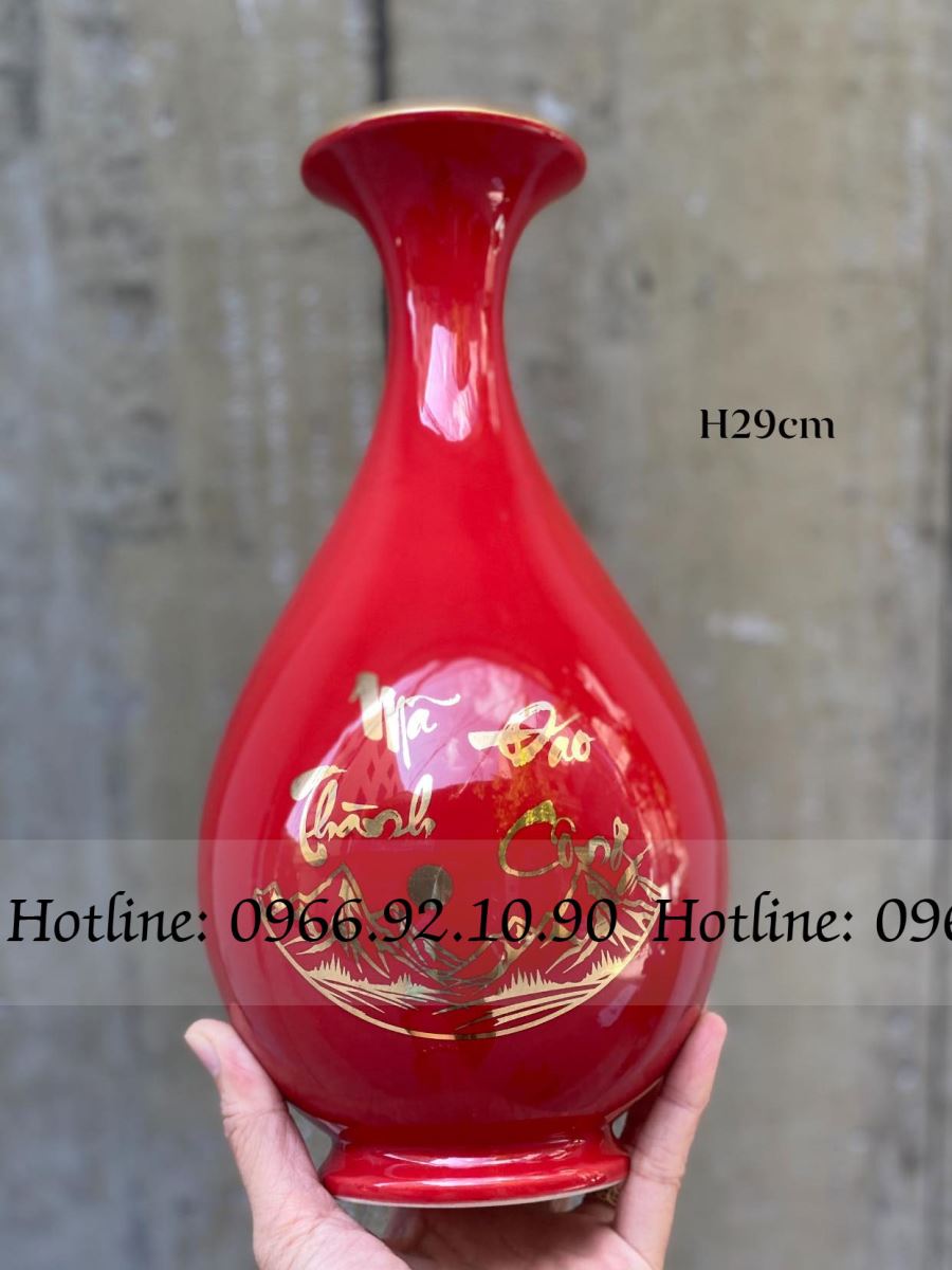 성공기원 색상 고급 금박 바트짱 도자기 화병 29cm