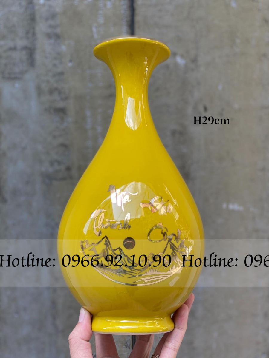 성공기원 색상 고급 금박 바트짱 도자기 화병 29cm